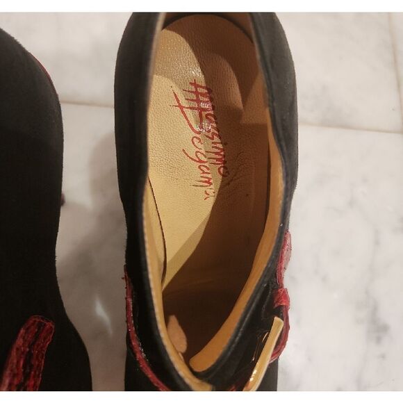 MassimoChic Black Sued and Red Snake Skin Heels Size 8 - Picture 7 of 7